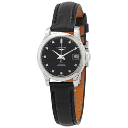Longines Record Automatic Diamond Black Dial Ladies Watch L23204572 l2.320.4.57.2