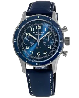 Blancpain Air Command Flyback Chronograph Blue Dial Leather Strap Men's Watch ac02-12b40-63a