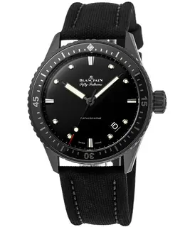 Blancpain Fifty Fathoms Automatic Black Dial Black Fabric Men's Watch 5000-0130-b52a