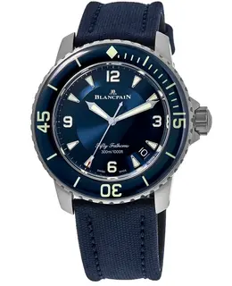 Authentic New Blancpain Fifty Fathoms Automatic Blue Dial Titanium Men's Watch Model 5015-12B40-O52A