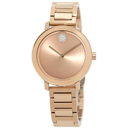 Movado Bold Evolution Rose Gold Dial Ladies Quartz Watch 3600824