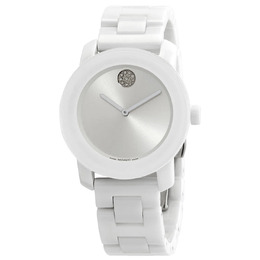 Movado Bold Ceramic Silver & White Museum Dial Ladies Watch 3600802