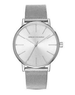 Armani Exchange Wrist Watch 58042446bm, Brand Logo Detail, Framed Closure, Stainless Steel Strap And Case