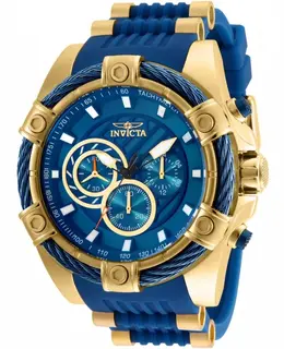 Invicta Bolt Chronograph Watch - Model 25527, Blue Dial Silicone Strap