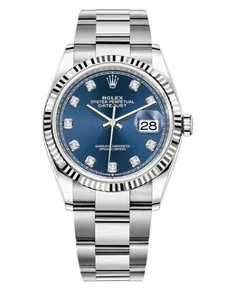 Rolex Datejust 36mm Steel & White Gold Blue Diamond Dial Women's Watch Model M1262307-0038