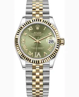 Authentic New Rolex Datejust 31 M278273-0016: Stainless Steel and Yellow Gold, Olive Green Dial with VI Roman Markers