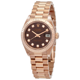 Rolex Lady Datejust Chocolate Diamond Dial Automatic 18 Carat Rose Gold President Watch 279175chdp