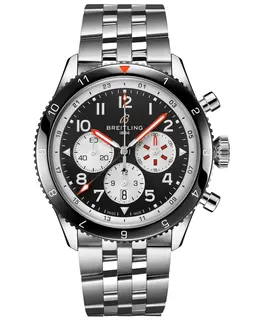 Brand New Authentic Breitling Super Avi B04 Chronograph GMT 46 Mosquito, Black Dial, Steel Watch Model YB04451A1B1A1