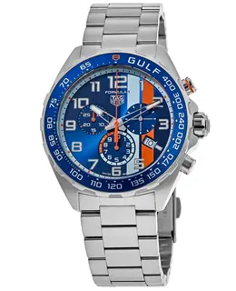 Tag Heuer Formula 1 X Gulf Special Edition Blue Dial Steel Men's Watch caz101at.ba0842
