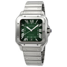 WSSA0062, Cartier Santos De Cartier Large Model Automatic Green Dial Men's Watch