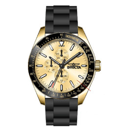 Invicta 38405 Mens Aviator GMT Gold-tone Dial Watch