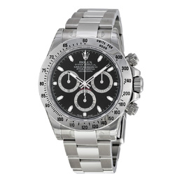 Pre-owned 116520bkso Rolex Cosmograph Daytona Mens Automatic Chronograph Black Dial Stainless Steel Watch