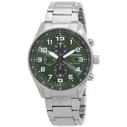 Citizen Eco-Drive Chronograph Green Dial Mens Watch CA0770-72X