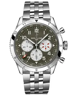 Breitling Super Avi B04 Chronograph GMT 46 Curtiss Warhawk Green Dial Steel Men's Watch ab04452a1l1a