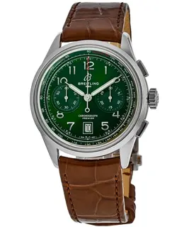 Breitling Premier Chronograph B01 - Green Dial with Brown Alligator Leather Strap