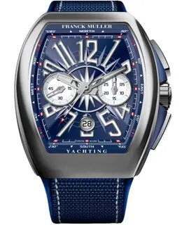 Franck Muller Vanguard Yachting Men's Watch Model V41CCDTYACHTBL AC with Blue Dial, Fabric Strap