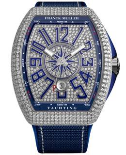 Authentic Franck Muller Vanguard Yachting Gem Set Dial Fabric Strap Men's Watch V41SCDCDYACHTACBL