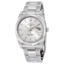 Pre-owned Rolex Oyster Perpetual Silver Dial Mens Watch 115200sso