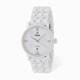 Rado Diamaster Ladies Watch R14044907: 33mm Ceramic Round Case, Mother of Pearl Dial with Non-Numerical Markers