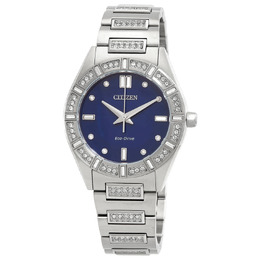 Citizen Silhouette Crystal Eco-Drive Ladies Watch EM1020-57L - Blue Dial, Analog Movement