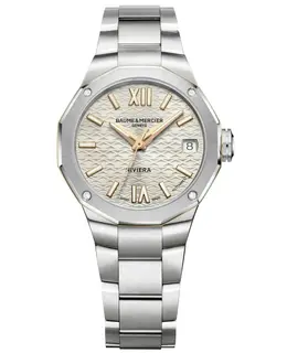 Authentic Baume & Mercier Riviera 33mm Silver Dial Steel Women's Watch Model: M0A10730
