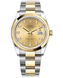 Rolex Datejust 36 Steel & Yellow Gold Diamond Dial Men's Watch Model M126203-0018
