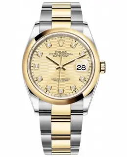 Rolex Datejust 36 Yellow Gold & Steel Diamond Dial Watch - Model M126203-0046