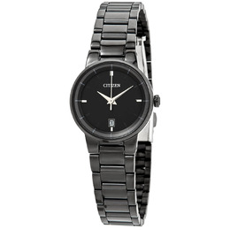 Citizen Quartz Black Dial Black Ion-plated Ladies Watch eu6017-54e