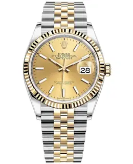Rolex Datejust 36mm Women's Watch - Yellow Gold & Steel Champagne Dial Model M126233-0015
