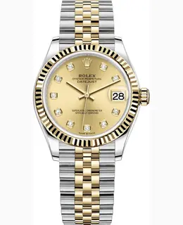 Rolex Datejust 31 Stainless Steel Yellow Gold Champagne Diamond Dial Women's Watch Model M278273-0026