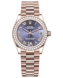 Rolex Datejust 31 Everose Gold with Aubergine Dial, Diamond Pave Roman Dial & Bezel - Model M278285RBR-0023