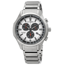 Citizen Chronograph GMT Eco-Drive White Dial Mens Watch AT2530-85A
