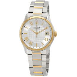 Bulova Wilton Quartz Silver Dial Two-Tone Mens Watch 98b391