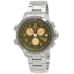 Hamilton Khaki Aviation Chronograph GMT Quartz Green Dial Mens Watch H77932160
