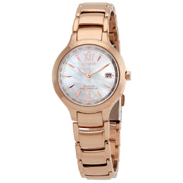 EC1173-87D Citizen Ladies Watch Eco Drive, Rose Gold Tone Mother of Pearl Dial