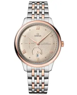 Omega De Ville Prestige Co-Axial Chronometer Power Reserve 41mm Linen Dial Rose Gold and Steel Men's Watch Model: 434.20.81.21.09.001