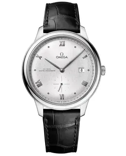 Omega De Ville Prestige Co-Axial Master Chronometer Small Seconds 41mm Silver Dial Leather Strap Men's Watch 434.13.41.20.02.001