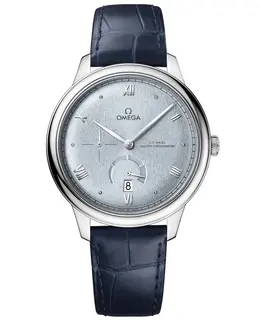 Omega De Ville Prestige Co-Axial Chronometer Power Reserve 41mm Blue Dial Leather Strap Men's Watch 434.13.41.21.03.001