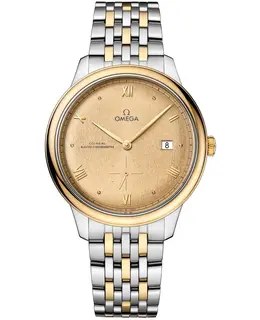 Omega De Ville Prestige Co-Axial Master Chronometer Small Seconds 41mm Automatic Champagne Dial Yellow Gold and Steel Men's Watch 434.20.41.20.08.001