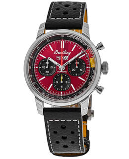 Breitling Top Time Chevrolet Corvette Burgundy Dial Leather Strap Men's Watch AB01761A1K1X