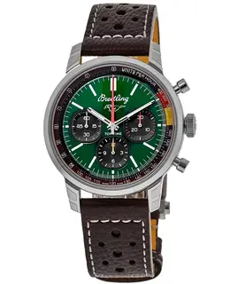 Brand New Authentic Breitling Top Time AB01762A1L1X1 Chronograph Men's Watch Ford Mustang Limited Edition Green Dial Leather Strap