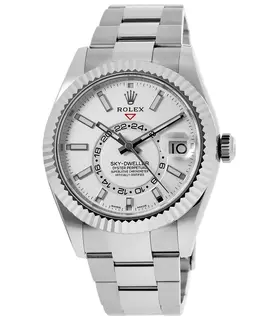 Authentic New Rolex Sky-Dweller Steel White Dial 18kt White Gold Bezel Oyster Men's Watch Model M326934-0001