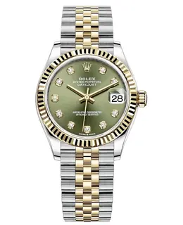 Brand New Authentic Rolex Datejust 31 M278273-0030 Stainless Steel and Yellow Gold Olive Green Diamond Dial Women's Watch
