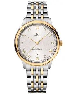 Omega De Ville Prestige Co-Axial Master Chronometer 40mm Silver Diamond Dial Yellow Gold and Steel Men's Watch 434.20.40.20.52.001