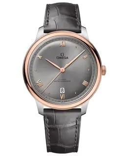 Omega De Ville Prestige Co-Axial Master Chronometer 40mm Grey Dial Leather Strap Men's Watch 434.23.40.20.06.001