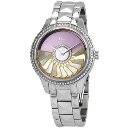 Pre-owned Dior Grand Bal Plisse Soleil Diamond Pink Galvanic Mother of Pearl (Yellow Dial Ladies Watch cd153b10m001)