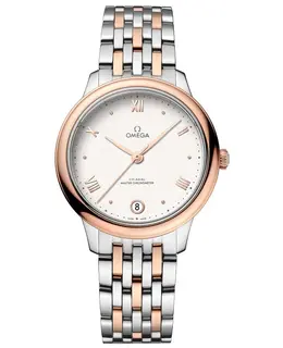 Omega De Ville Prestige Co-Axial Master Chronometer 34mm Silver Dial Rose Gold and Steel Women's Watch 434.20.34.20.02.001