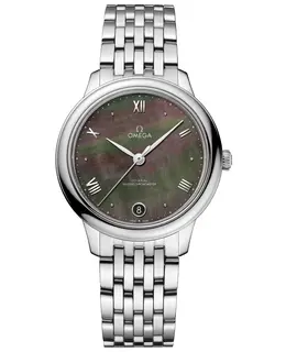Omega De Ville Prestige Co-Axial Master Chronometer 34mm Black Mother of Pearl Dial Steel Women's Watch 434.10.34.20.07.001