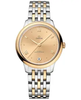 Omega De Ville Prestige Co-Axial Master Chronometer Small Seconds 41mm Gold Dial Yellow Gold and Steel Women's Watch 434.20.34.20.08.001 434.20.34.20.
