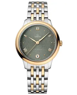 Omega De Ville Prestige Co-Axial Master Chronometer Small Seconds 41mm Green Dial Yellow Gold and Steel Women's Watch 434.20.34.20.10.001 434.20.34.20